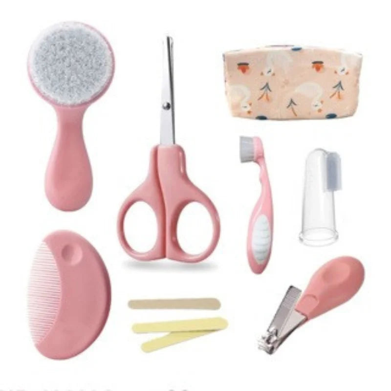 Kit de cuidados e higiene para bebês recém-nascidos, 13 peças, com escova, cortador de unhas, termômetro, tesoura e acessórios