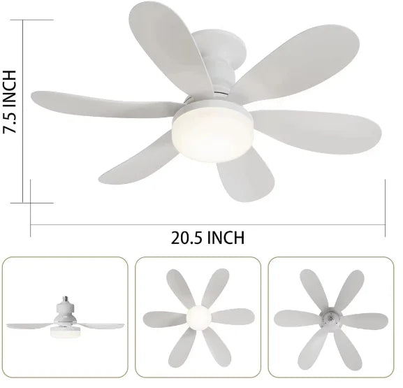 Ventilador de teto com 6 pás, luz de vento, controle remoto silencioso, Lcg Led 60W-Neverdie Store