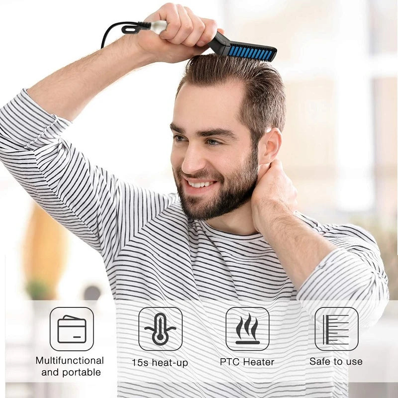 DAFUSHOP Chapinha Modelador Pente Portátil Para Cabelo E Barba Masculino Pente Elétrico Escova Alisadora