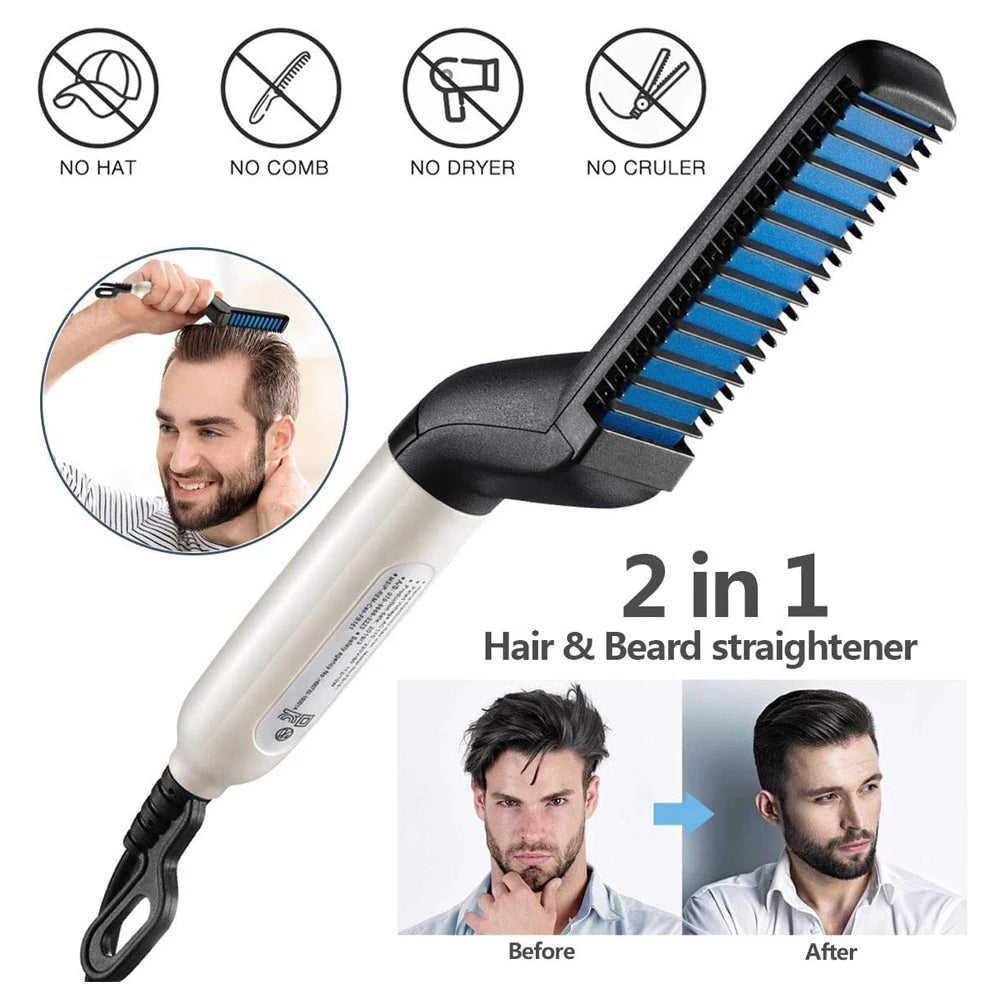 DAFUSHOP Chapinha Modelador Pente Portátil Para Cabelo E Barba Masculino Pente Elétrico Escova Alisadora