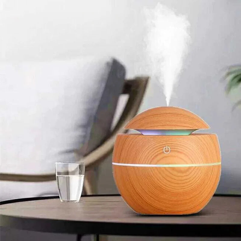 Mini umidificador de ar tipo madeira e sabor ambiente