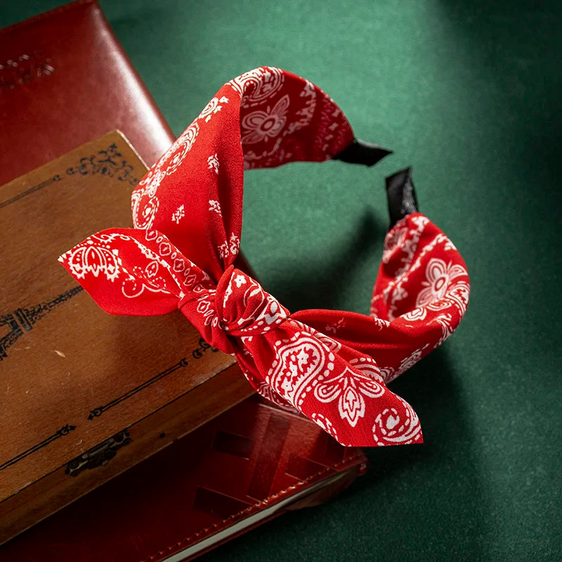 Moda algodão caju flores impressão macio largo hairhoop acessórios para o cabelo feminino casual arco cruz étnica bandana atacado