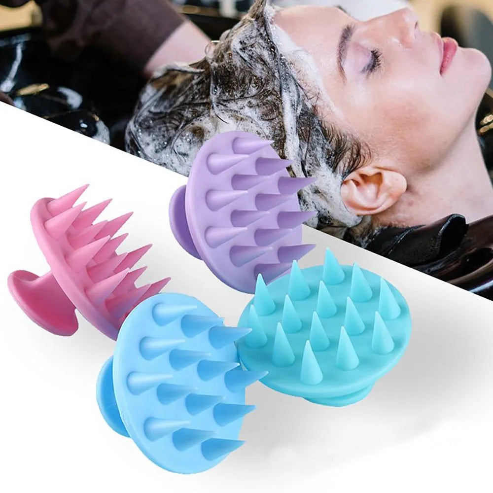 Escova massageadora de cabelo para limpeza de couro cabeludo de silicone