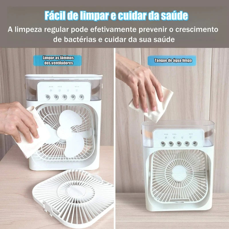 Ventilador portátil condicionadores de ar usb ventilador elétrico led night light névoa de água diversão 3 em 1 umidificador de ar para mesa de casa