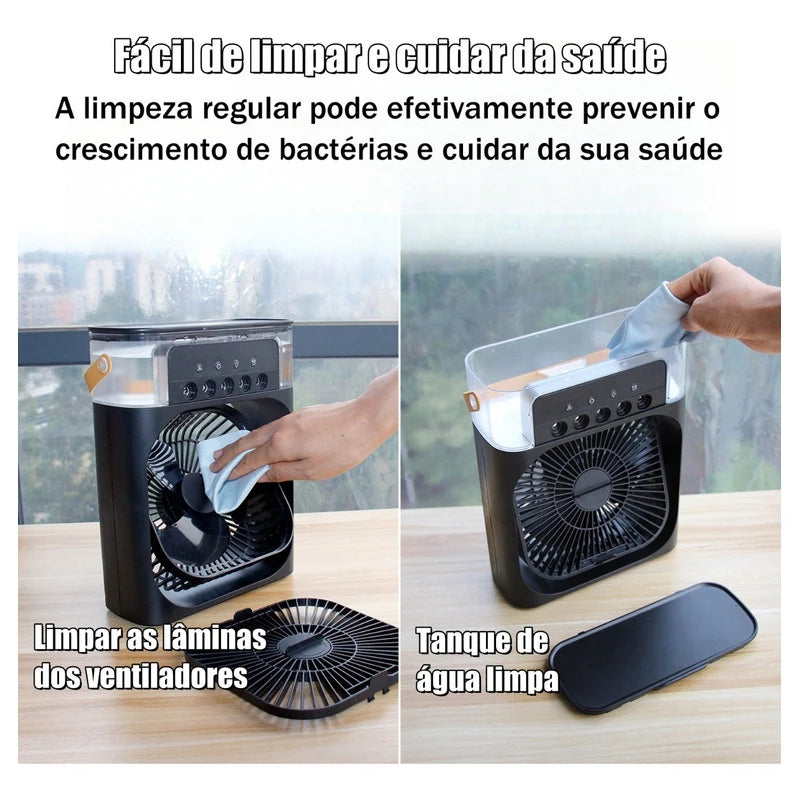 Ventilador portátil condicionadores de ar usb ventilador elétrico led night light névoa de água diversão 3 em 1 umidificador de ar para mesa de casa