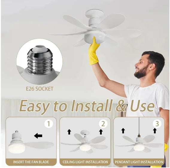 Ventilador de teto com 6 pás, luz de vento, controle remoto silencioso, Lcg Led 60W-Neverdie Store