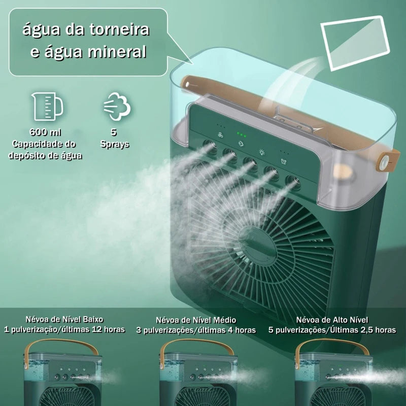Ventilador portátil condicionadores de ar usb ventilador elétrico led night light névoa de água diversão 3 em 1 umidificador de ar para mesa de casa