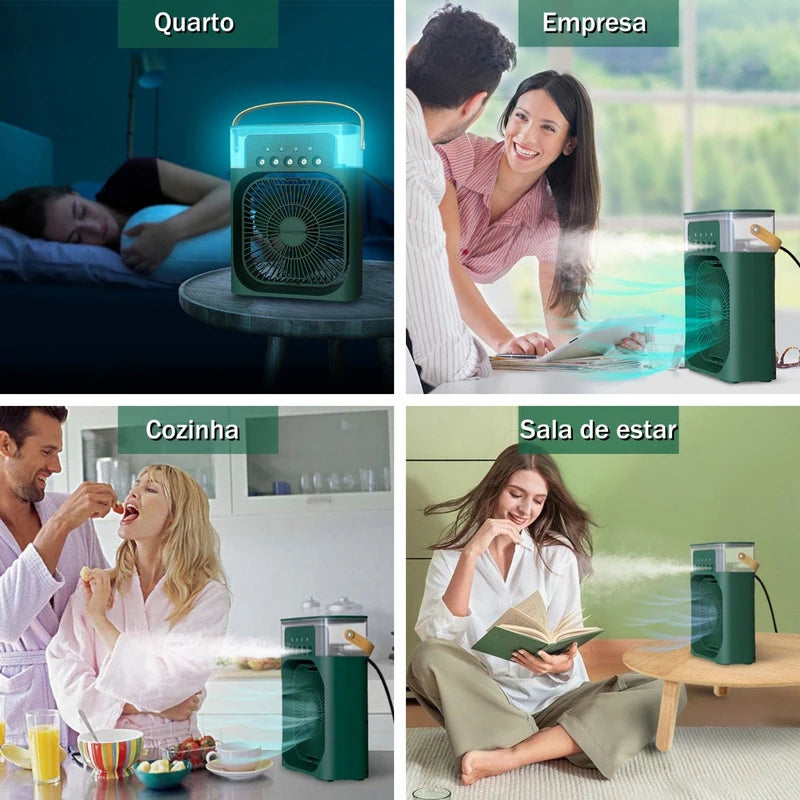 Ventilador portátil condicionadores de ar usb ventilador elétrico led night light névoa de água diversão 3 em 1 umidificador de ar para mesa de casa