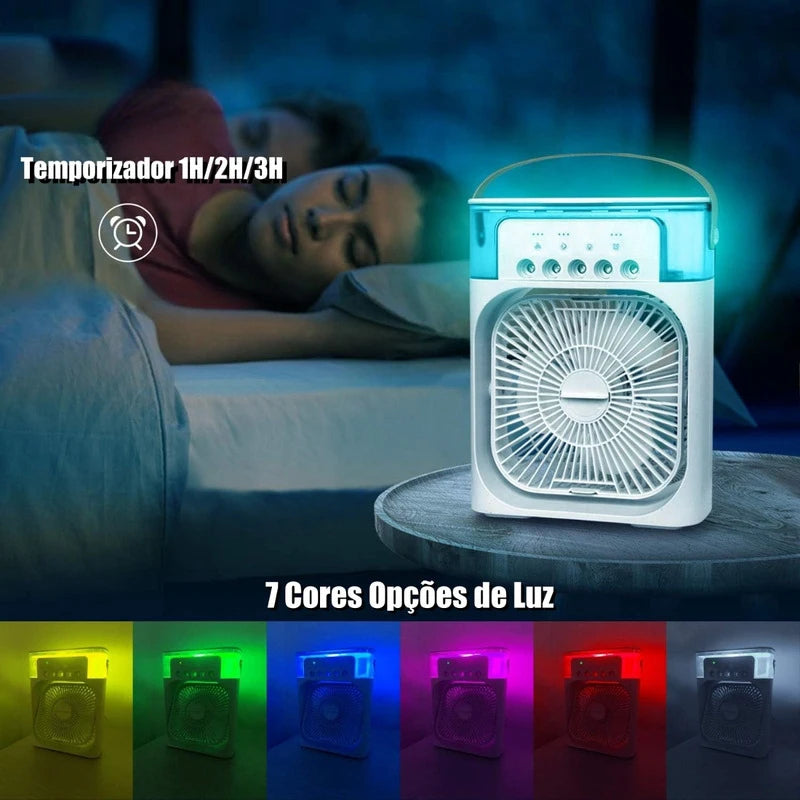Ventilador portátil condicionadores de ar usb ventilador elétrico led night light névoa de água diversão 3 em 1 umidificador de ar para mesa de casa