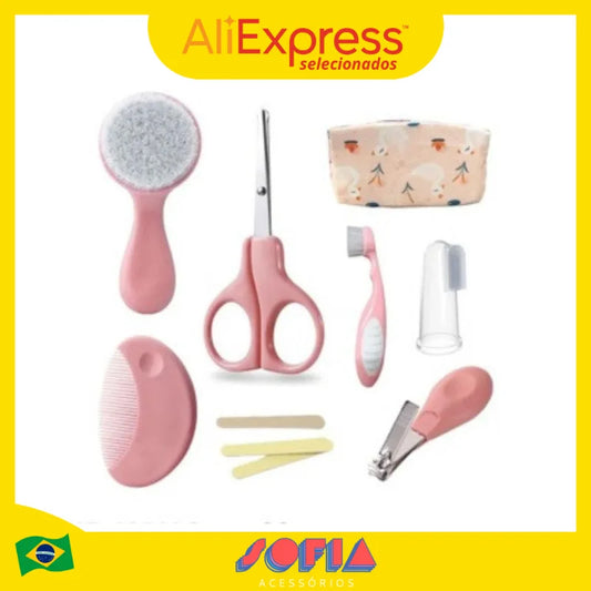 Kit de cuidados e higiene para bebês recém-nascidos, 13 peças, com escova, cortador de unhas, termômetro, tesoura e acessórios