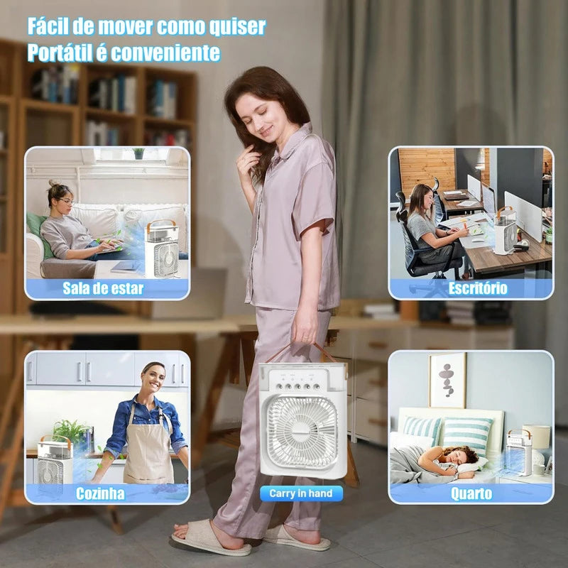 Ventilador portátil condicionadores de ar usb ventilador elétrico led night light névoa de água diversão 3 em 1 umidificador de ar para mesa de casa