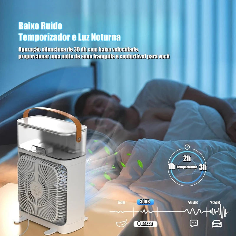Ventilador portátil condicionadores de ar usb ventilador elétrico led night light névoa de água diversão 3 em 1 umidificador de ar para mesa de casa