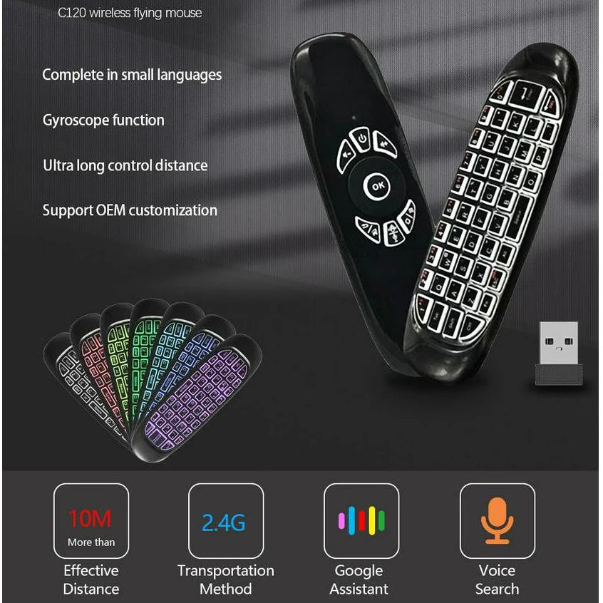 controle remoto de teclado  universal de 2.4G USB com luz conduzida