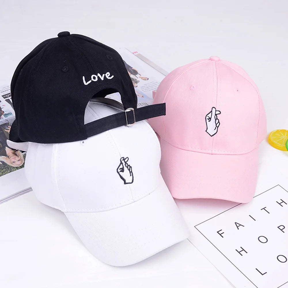 Chapéu rosa masculino feminino boné de beisebol hiphop curvado snapback amor gesto de dedo boné de beisebol ajustável 2024 verão chapéu de sol