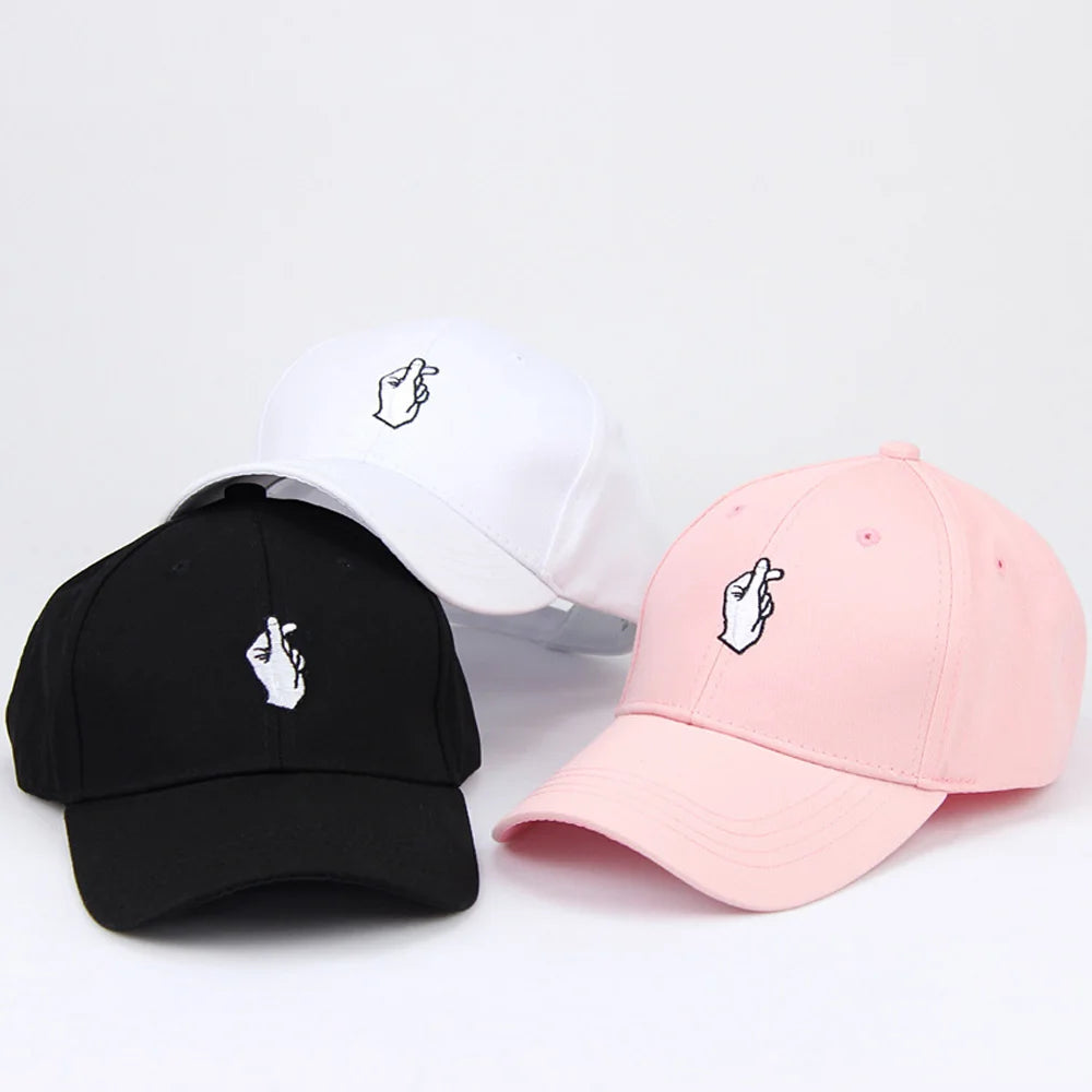 Chapéu rosa masculino feminino boné de beisebol hiphop curvado snapback amor gesto de dedo boné de beisebol ajustável 2024 verão chapéu de sol