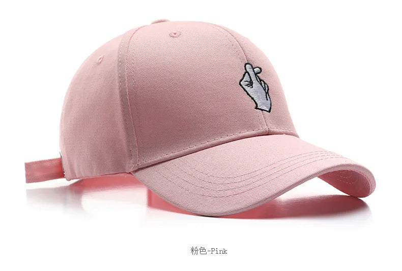 Chapéu rosa masculino feminino boné de beisebol hiphop curvado snapback amor gesto de dedo boné de beisebol ajustável 2024 verão chapéu de sol