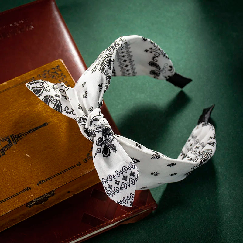 Moda algodão caju flores impressão macio largo hairhoop acessórios para o cabelo feminino casual arco cruz étnica bandana atacado