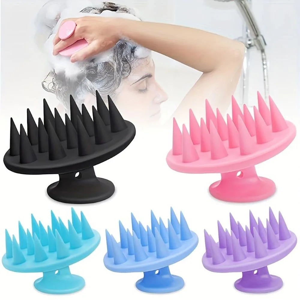 Escova massageadora de cabelo para limpeza de couro cabeludo de silicone