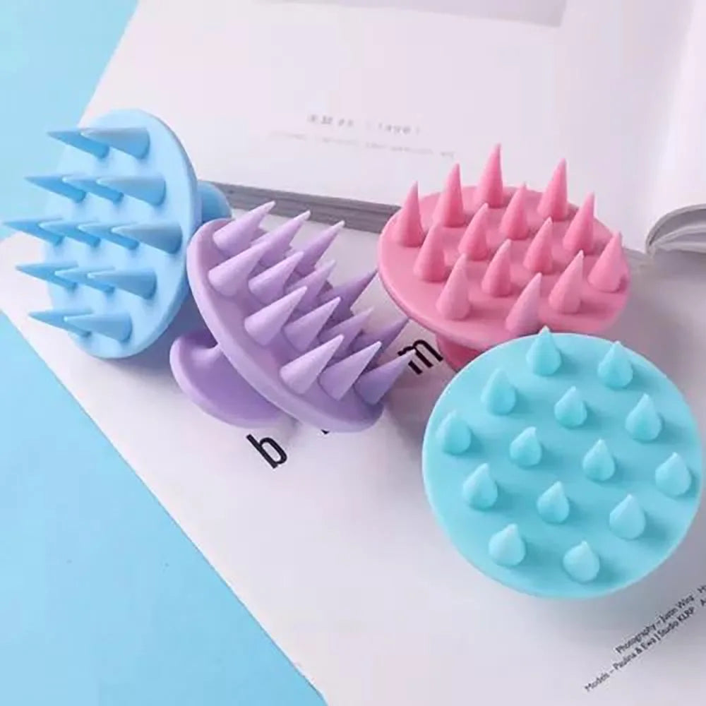 Escova massageadora de cabelo para limpeza de couro cabeludo de silicone
