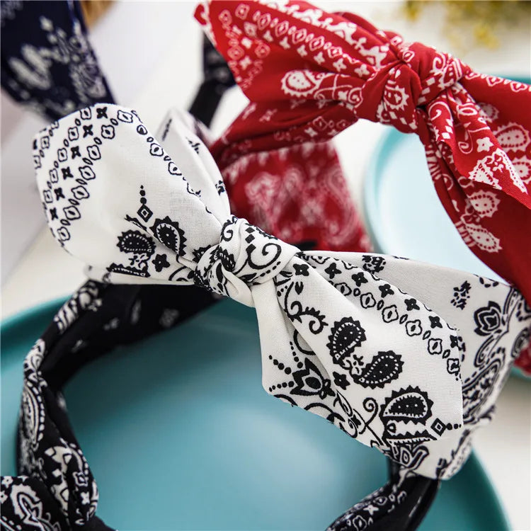 Moda algodão caju flores impressão macio largo hairhoop acessórios para o cabelo feminino casual arco cruz étnica bandana atacado