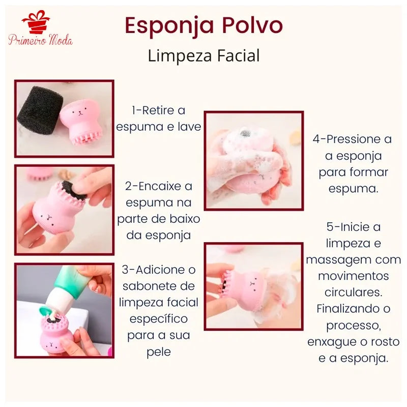 Esponja de limpeza facial esfoliante massageador facial polvo/para base/conjetivo/contorno/cuidados com a pele