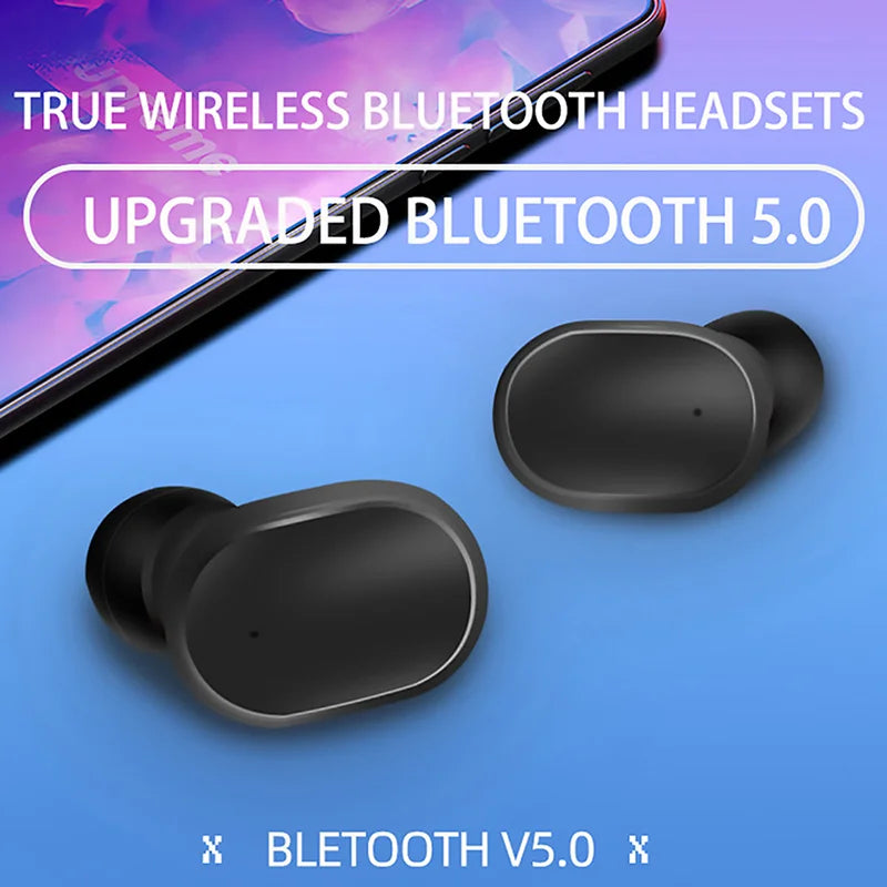 Fone de ouvido bluetooth esportes ao ar livre fone de ouvido sem fio 5.0 com caixa de carregamento controle de toque de energia fones de ouvido