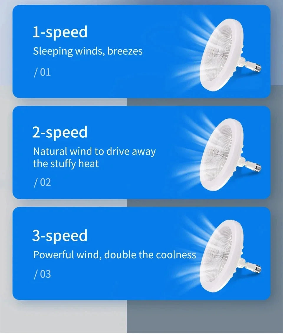 Rotatable ventilador de teto com controle remoto, lâmpada de iluminação, E27, Converter Base, Quarto, Sala, Aromaterapia, 3in 1