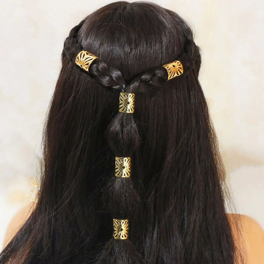 5 peças de metal texturizado boho vintage grampos de cabelo dread locks trança de cabelo punhos de metal decoração/acessórios de cabelo