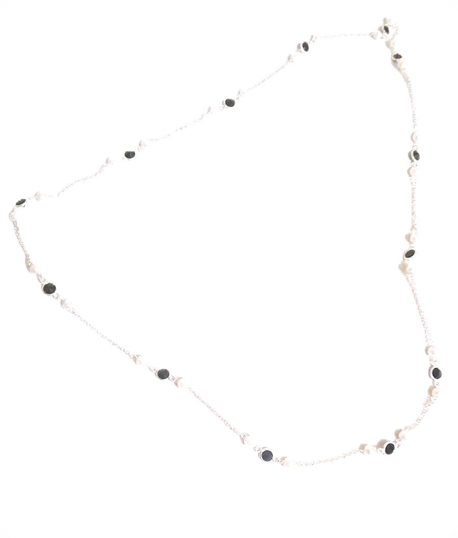 corrente de prata com zirconia preta
