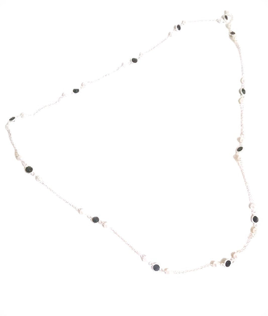 corrente de prata com zirconia preta