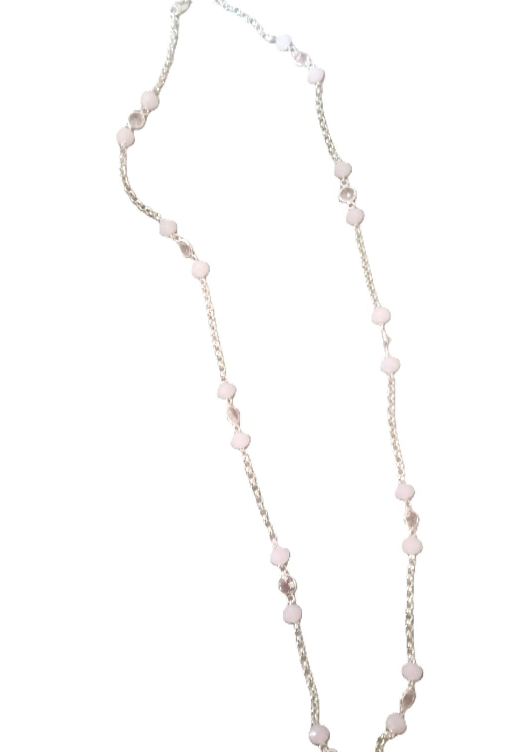 Colar em prata com perolas e zirconia rosa