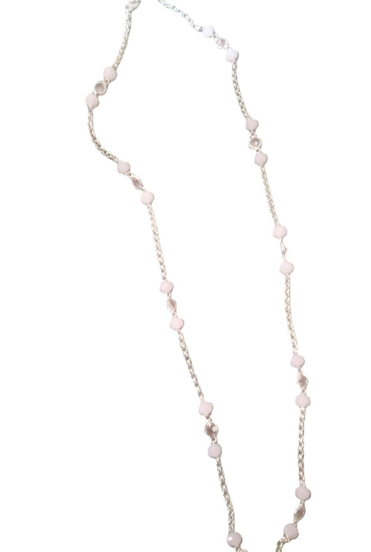 Colar em prata com perolas e zirconia rosa