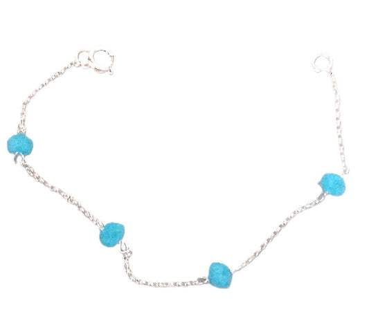 pulseira de prata com pedraria glass azul
