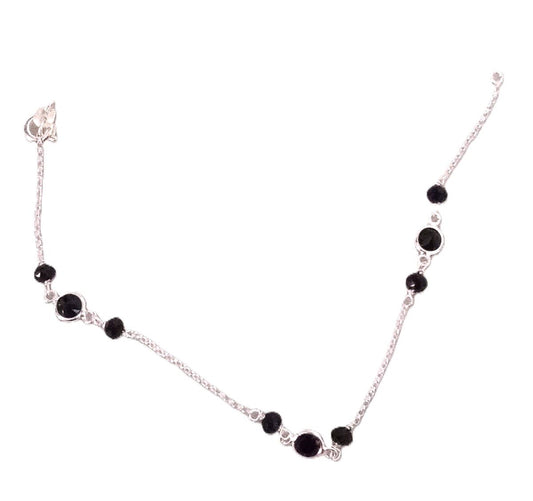 pulseira de prata 925 com pedraria de zirconia preta